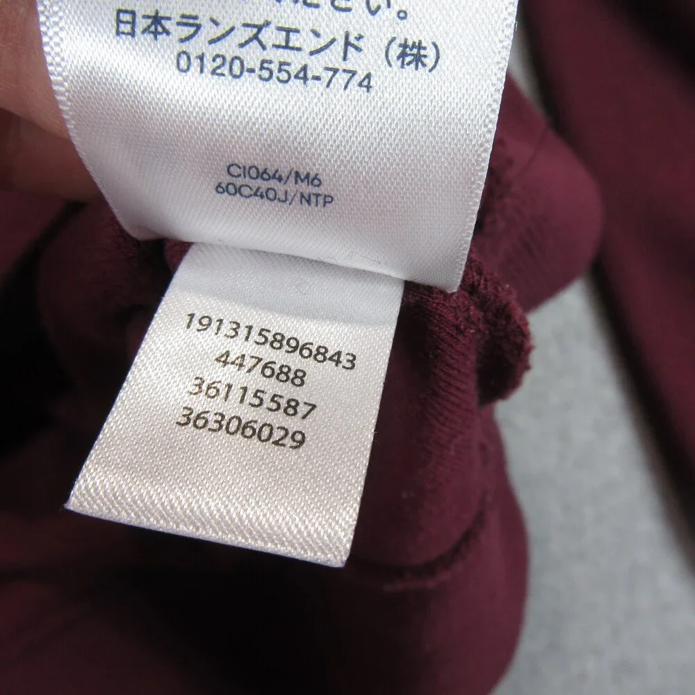 Lands' End Mens‎ Sweater Pullover 2XL Burgundy Cotton Polyester Zipper Pocket